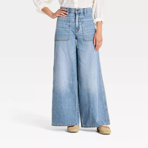 Women palazzo wide leg jeans - wide,